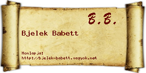 Bjelek Babett névjegykártya